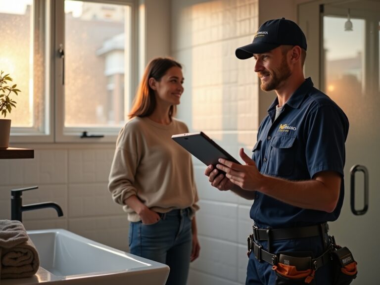 plumber-homeowner-consultation-bathroom-renovation-golden-hour